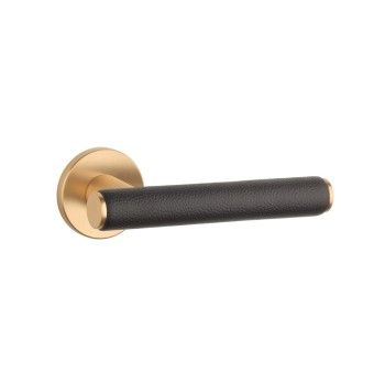 Door handles APRILE EGERIA R7S Matt Brass / Black leather