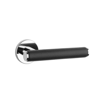 Durvju rokturi APRILE EGERIA R7S Polished Chrome / Black leather