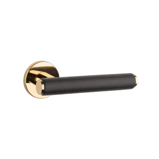 Durvju rokturi APRILE EGERIA R7S Polished Brass / Black leather