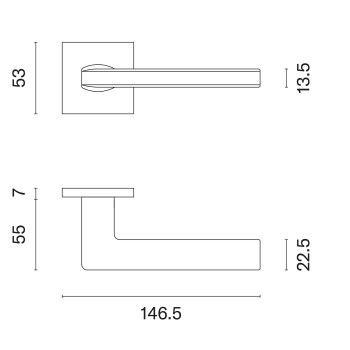 Door Handle  APRILE PYROLA on Square Q SLIM 7 mm Rose
