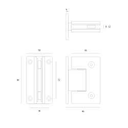 Шарнир JNF IN.05.330 Wall-Glass с тормозом Stainless Steel