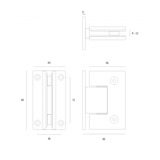 Шарнир JNF IN.05.330 Wall-Glass с тормозом Stainless Steel