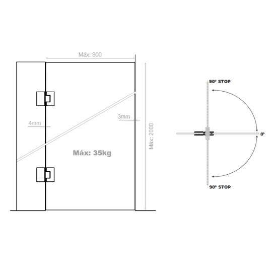 Шарнир JNF IN.05.330 Wall-Glass с тормозом Stainless Steel