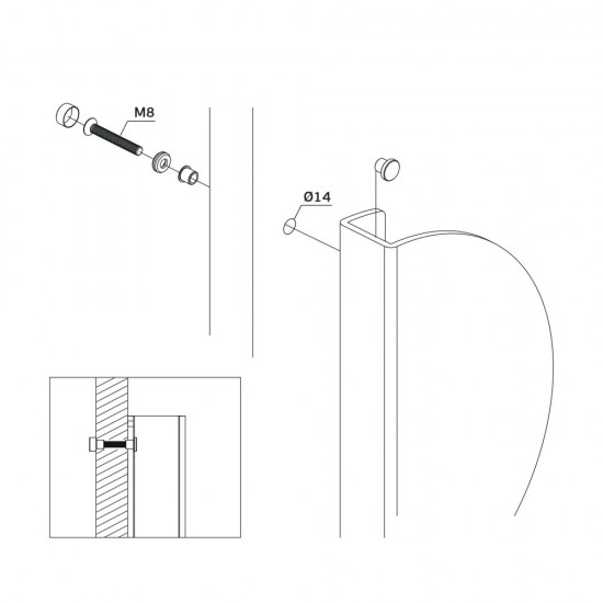 Vilkšanas rokturis koka/stikla durvīm JNF IN.07.012.NP Stainless Steel