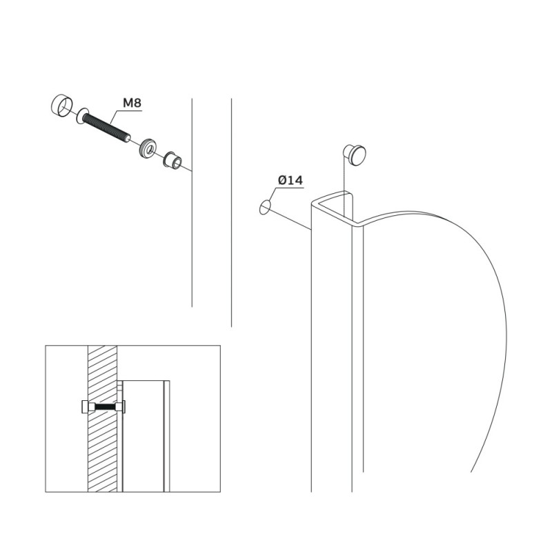 Vilkšanas rokturis koka/stikla durvīm JNF IN.07.012.NP Stainless Steel