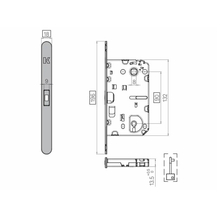 Magnetic BB lock with soft closing handle KOBLENZ KM 001 CM A