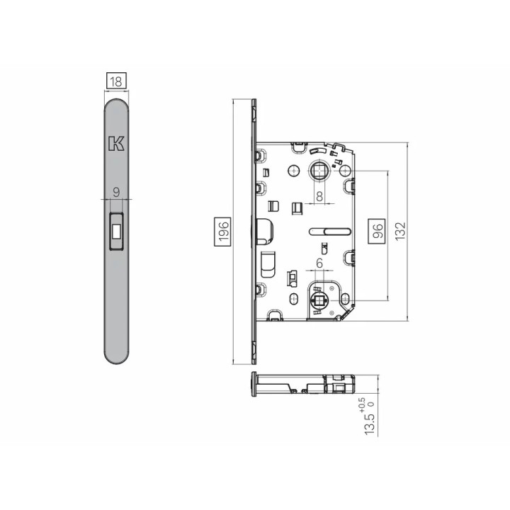 Magnetic WC lock with soft closing handle KOBLENZ KM 003 CM A