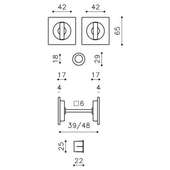 Sliding door handle Olivari Giotto Q Bicolor D128