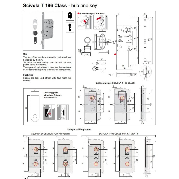 Sliding door lock AGB F18X196 WC