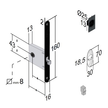 Sliding Door WC Lock BONAITI G500 Mod.021