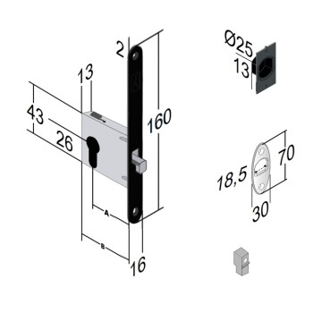 Sliding Door PZ Lock BONAITI G500 Mod.022