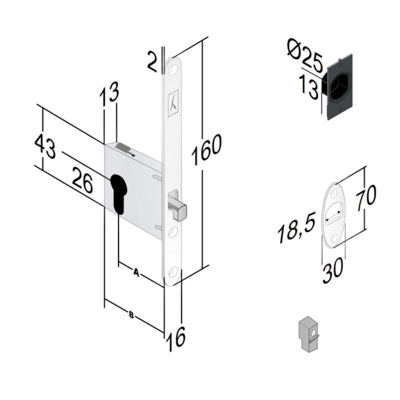 Sliding Door PZ Lock BONAITI G500 Mod.022