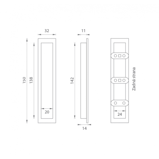 Sliding door handle 1097 polished chrome