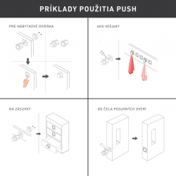 Bīdāmo durvju rokturis PUSH HR satīna niķelis