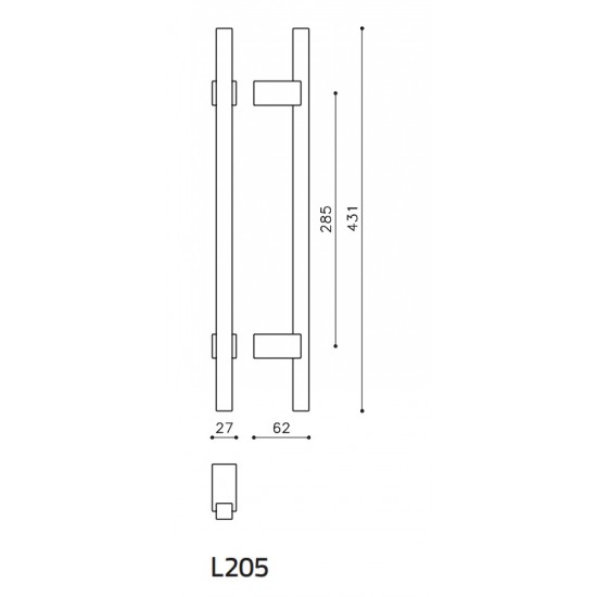 Door pull handle OLIVARI Bios L205