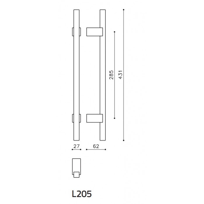 Door pull handle OLIVARI Bios L205