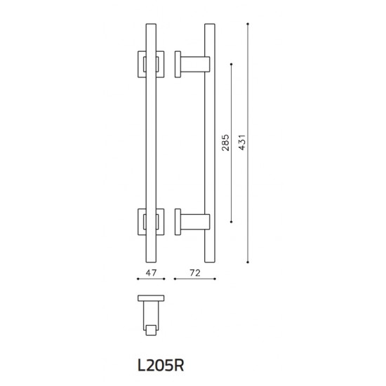 Door pull handle OLIVARI Bios L205R