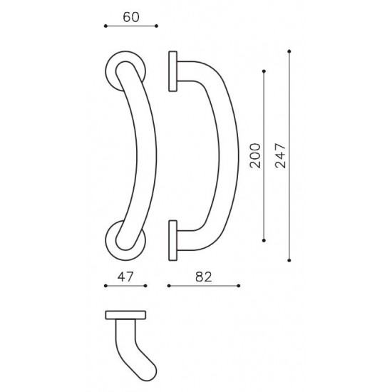 Door pull handle OLIVARI Edison L147R