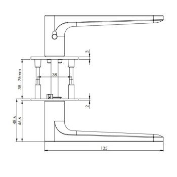 Door Handle with Integrated Lock GRIFFWERK LUCIA PROF AVUS PIATTA