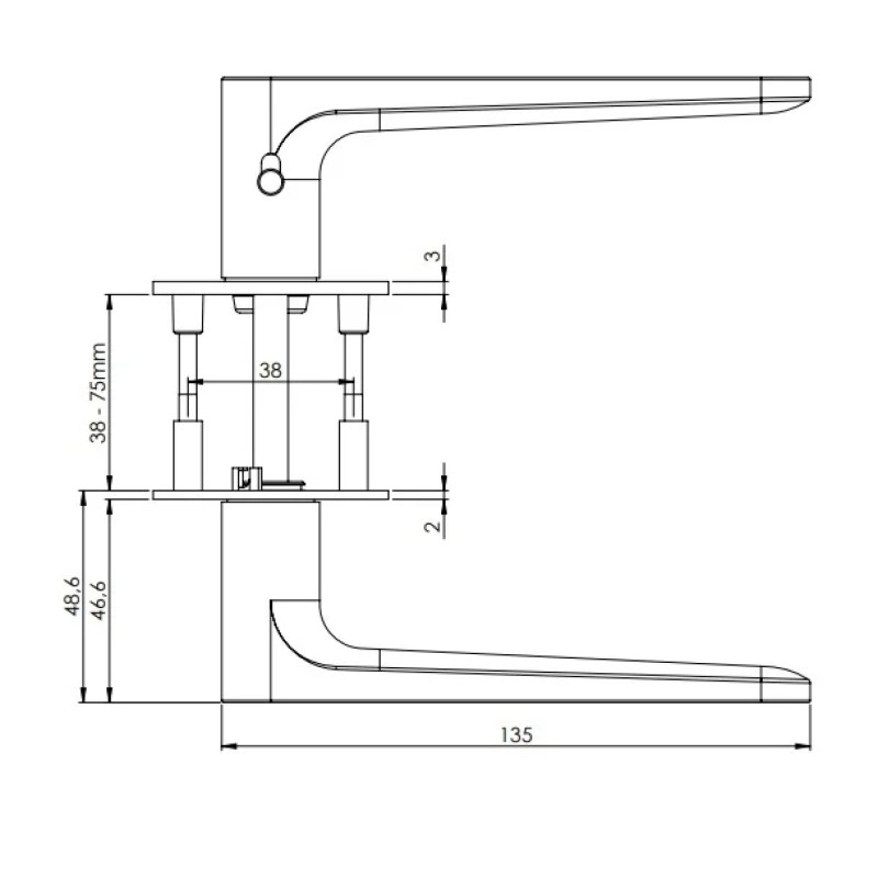 Door Handle with Integrated Lock GRIFFWERK LUCIA PROF AVUS PIATTA