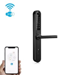 iNOVO IP55 Smart Door Handle with cylinder 92 mm (black) Bluetooth and Wi-Fi with remote control