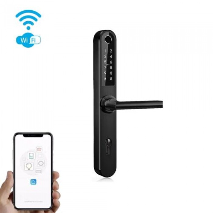 iNOVO IP55 Smart Door Handle with cylinder 92 mm (black) Bluetooth and Wi-Fi with remote control