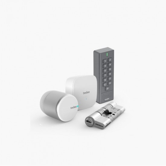 TEDEE GO vied lock set (with PIN code keypad) Bluetooth and Wi-Fi with remote control  silver (batery)