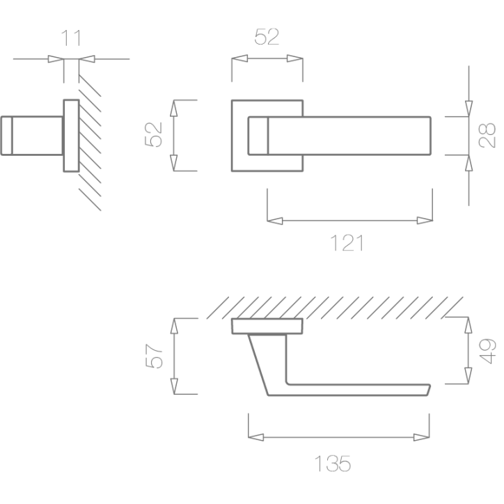 Ручки межкомнатные TUPAI 3033 Q Titanium