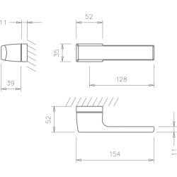 Door handles TUPAI 3099 RT Black