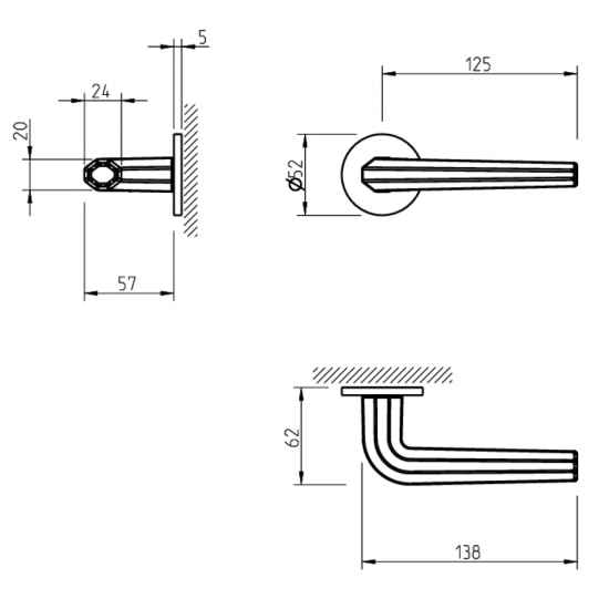 Handle TUPAI 4160 R5S 01 Polished Brass