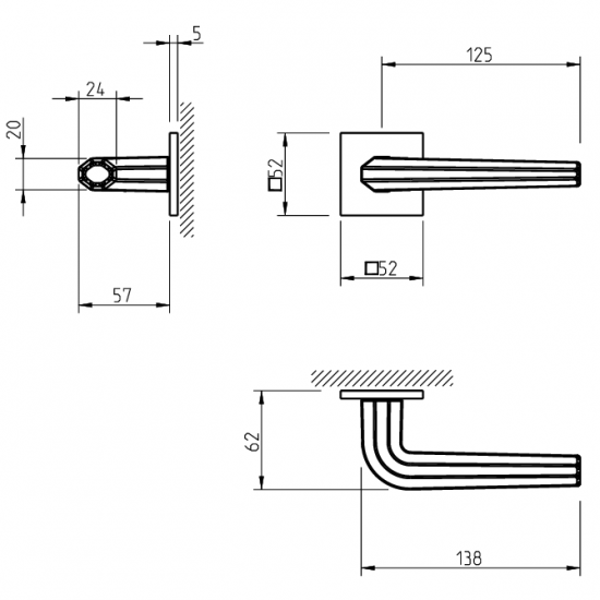 Door handles TUPAI 4160 Q5S Polished Chrome