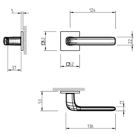 Door handles TUPAI 4162 Q5S Matt Nickel