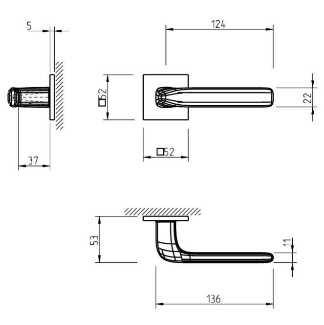 Дверные ручки TUPAI 4162 Q5S Titanium