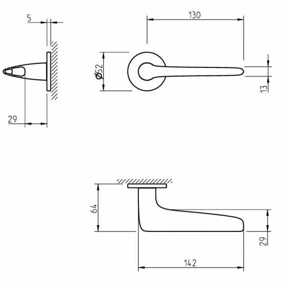 Door handles TUPAI 4164 R5S Black