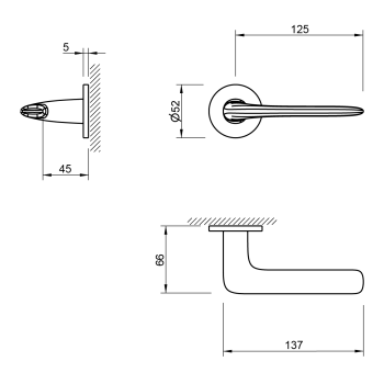 Durvju rokturi TUPAI 4253 R Black