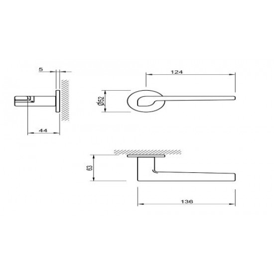 Door handles TUPAI 4255R Matt Nickel