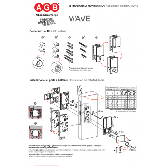 Durvju rokturi WAVE WC Black