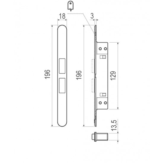 Magnetic internal door lock (TOUCH) white, (the door opens with a touch of the hand)