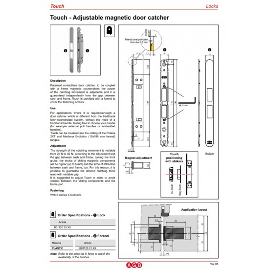 Magnetic internal door lock (TOUCH) white, (the door opens with a touch of the hand)