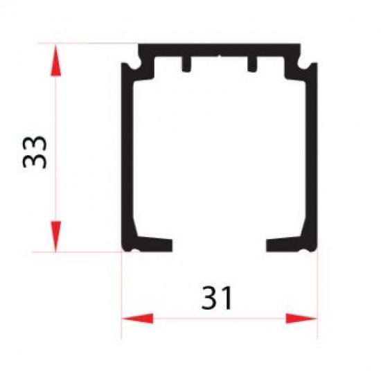 Natural aluminum rail for sliding doors (1280/G)