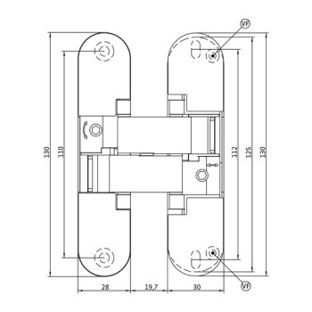Slēptās eņģes ANSELMI AN 141 3D FVZ 12/38 (511)