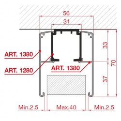 For sliding doors Anodized aluminum Rail finish 1380/А