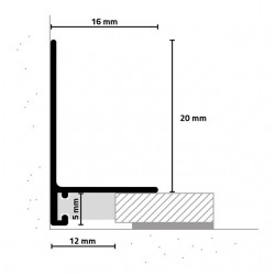 Alumīnija grīdlīstes SL16X5 Black C35