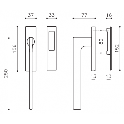 Terases slēdzams rokturis OLIVARI Lotus Q L221
