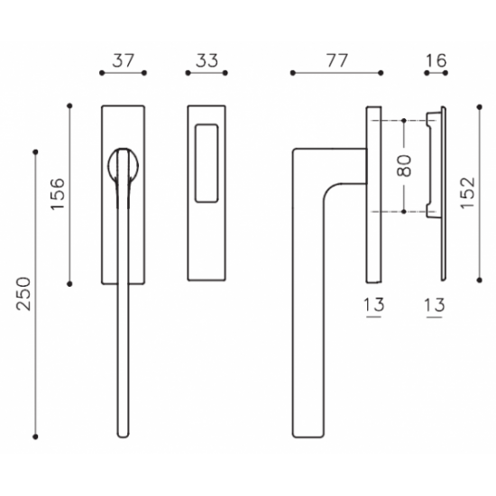 Terrace lockable handle OLIVARI Lotus Q L221