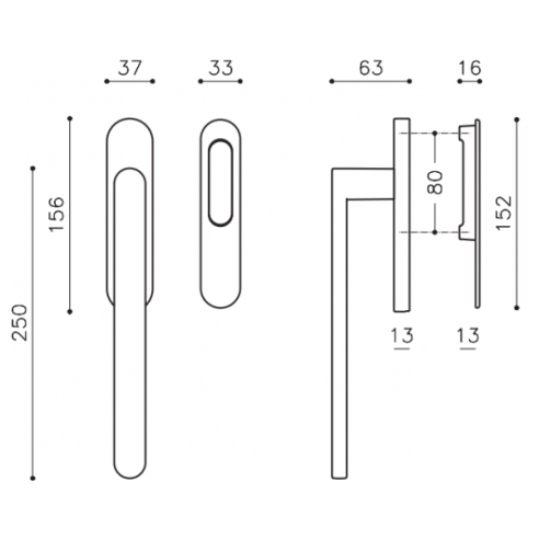 Terases slēdzams rokturis OLIVARI Link L126