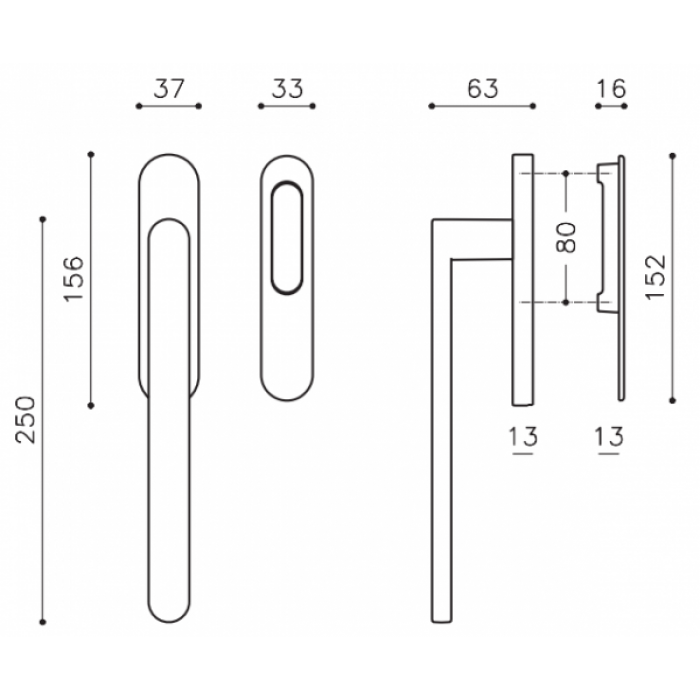 Terrace lockable handle OLIVARI Link L126