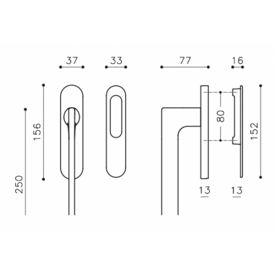 Terrace lockable handle OLIVARI Lotus L211