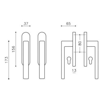 Terases slēdzams rokturis OLIVARI Planet Corto L114