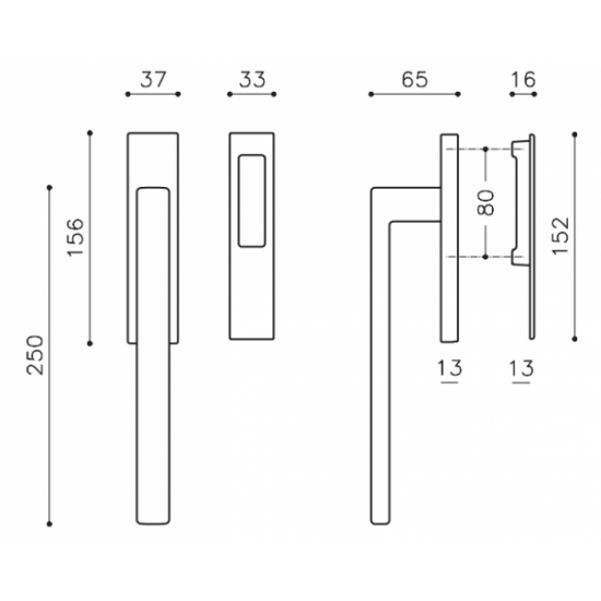 Terases slēdzams rokturis OLIVARI Planet Q L121